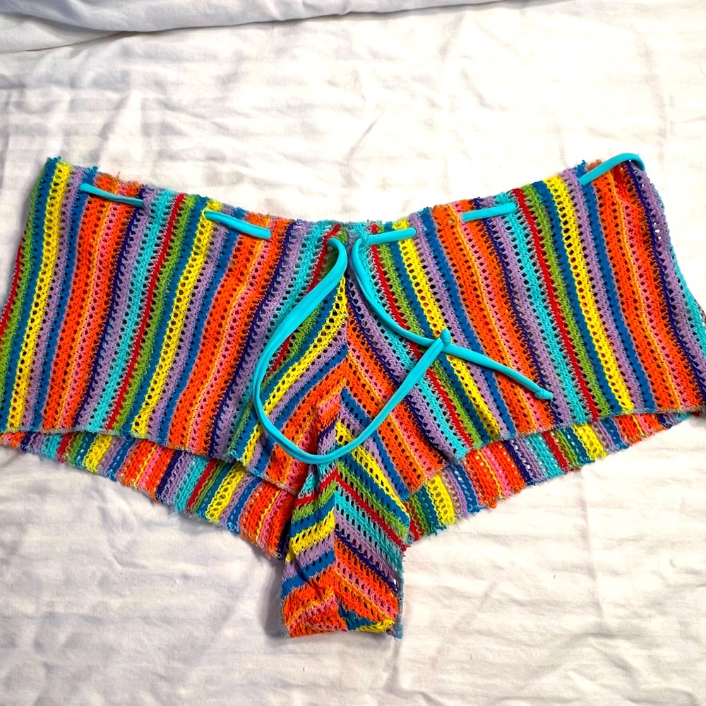 Vintage / Very Rare Stripe Swim Cover Shorts            Sz XS